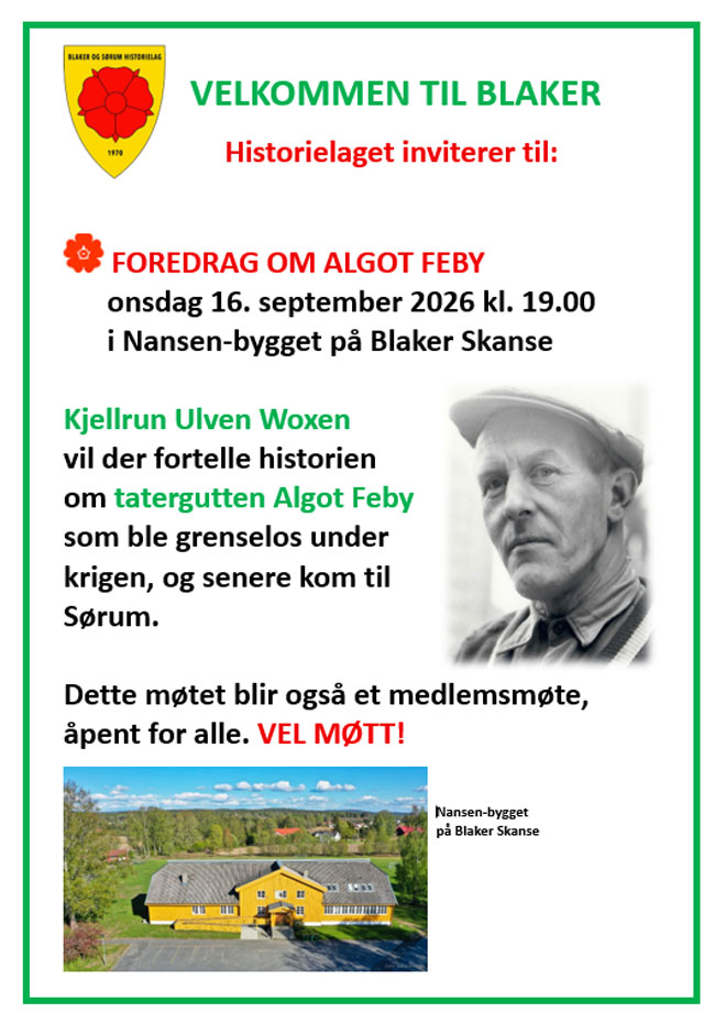 Artikkelbilde til artikkelen Historielaget inviterer til foredrag om Algot Feby